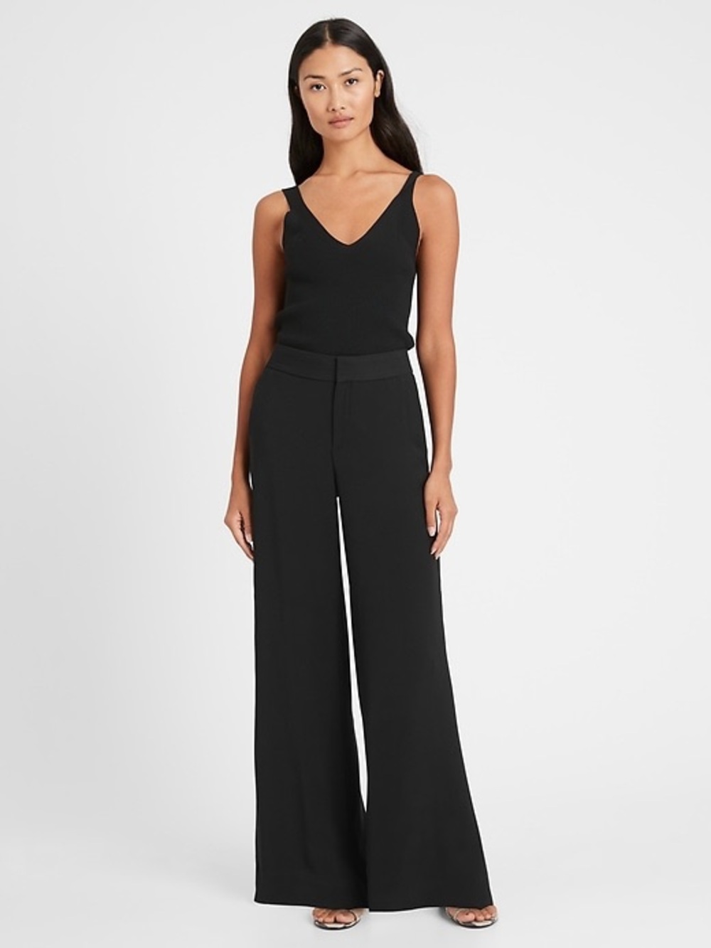 Banana Republic High Rise Wide Leg Washable Black Dress Pant 4 NWT